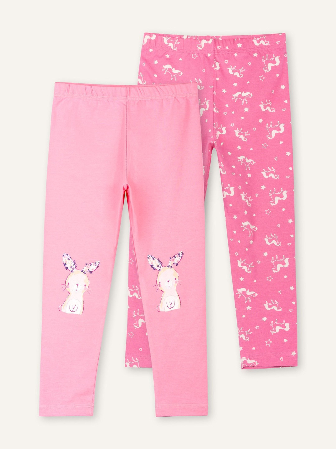 ariel Girls Pack of 2 Cotton Printed Ankle Length Leggings