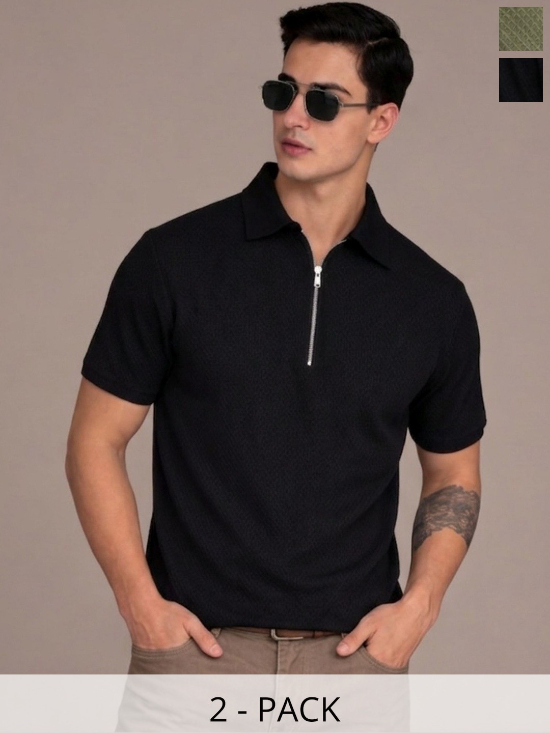 FEVERFEW Men 2 Polo Collar T-shirt