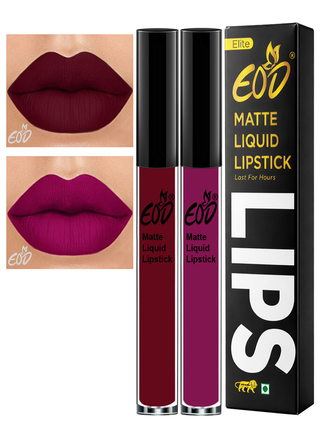 EOD Set Of 2 Transfer Proof Matte Finish Liquid Lipstick-Shade -8-11 - 3ml Each