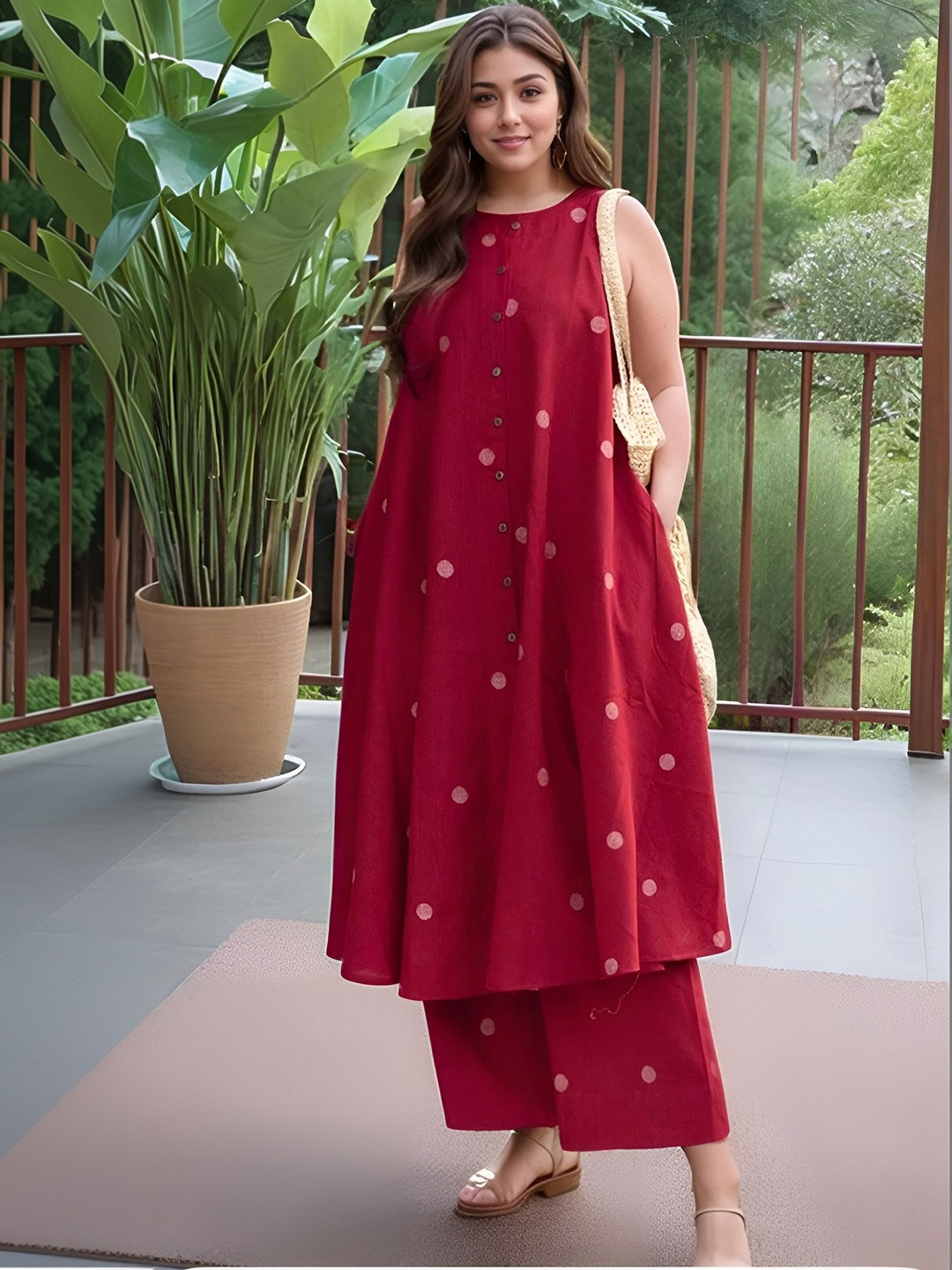 AAFAMI Women Printed Regular Kurta with Harem Pants