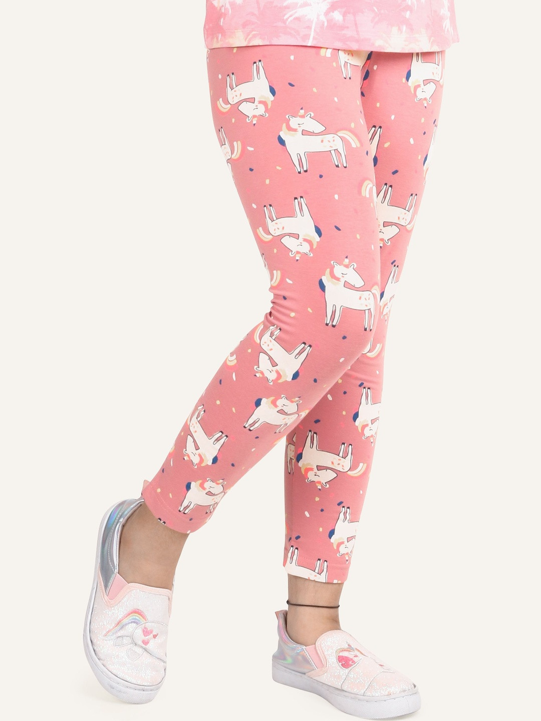 ariel Girls Cotton Printed Ankle Length Leggings
