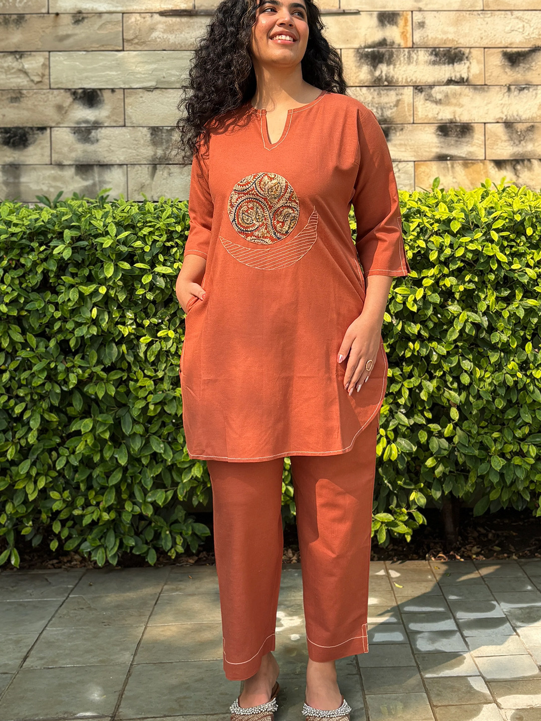 Minimul Linen kalamkari patch Coord Set