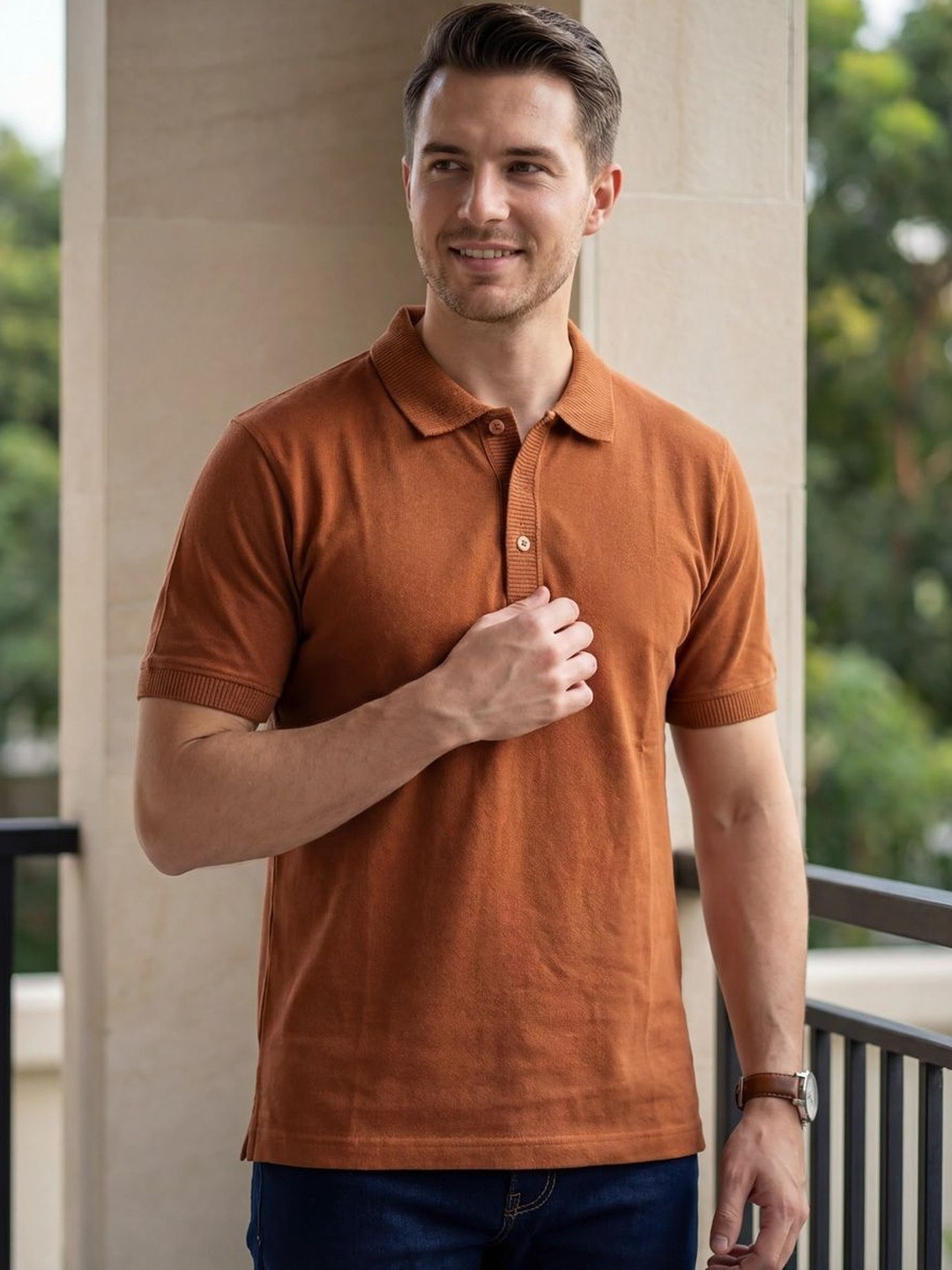 The Roadster Lifestyle Co Pure Cotton Polo Collar Tshirts