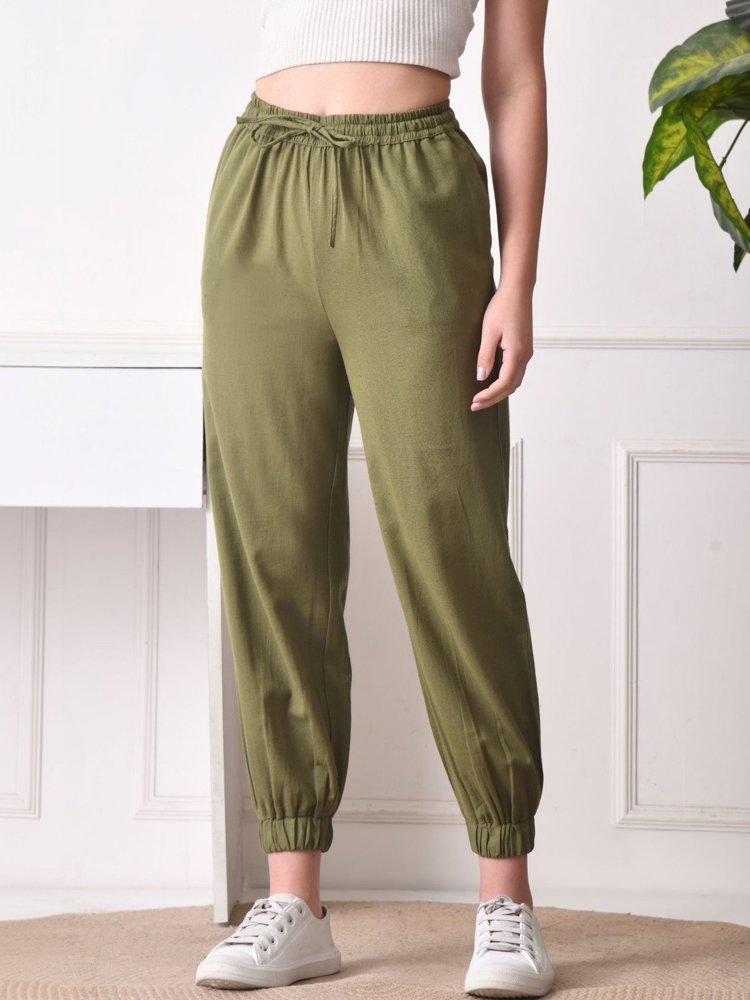 Fuchsia Women Pure Cotton Relaxed Fit Trousers