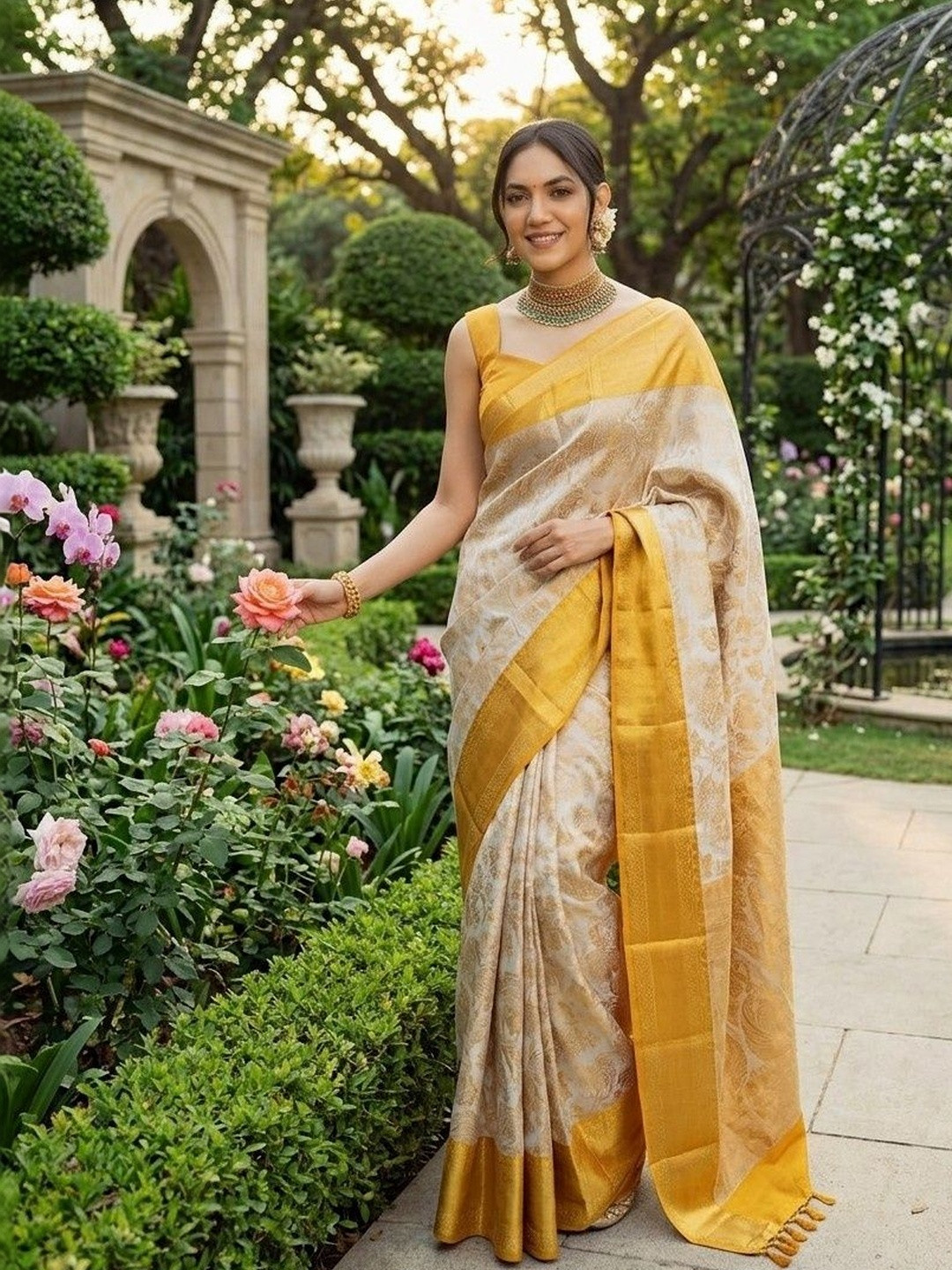 MISHRI TEX FAB Art Silk Kanjeevaram Saree