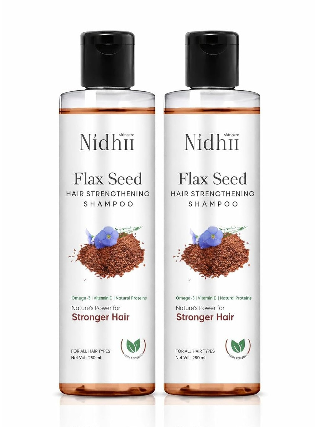 Nidhii Skincare Set Of 2 Flax Seed Hair Strengthening Shampoo - 250 ml Each