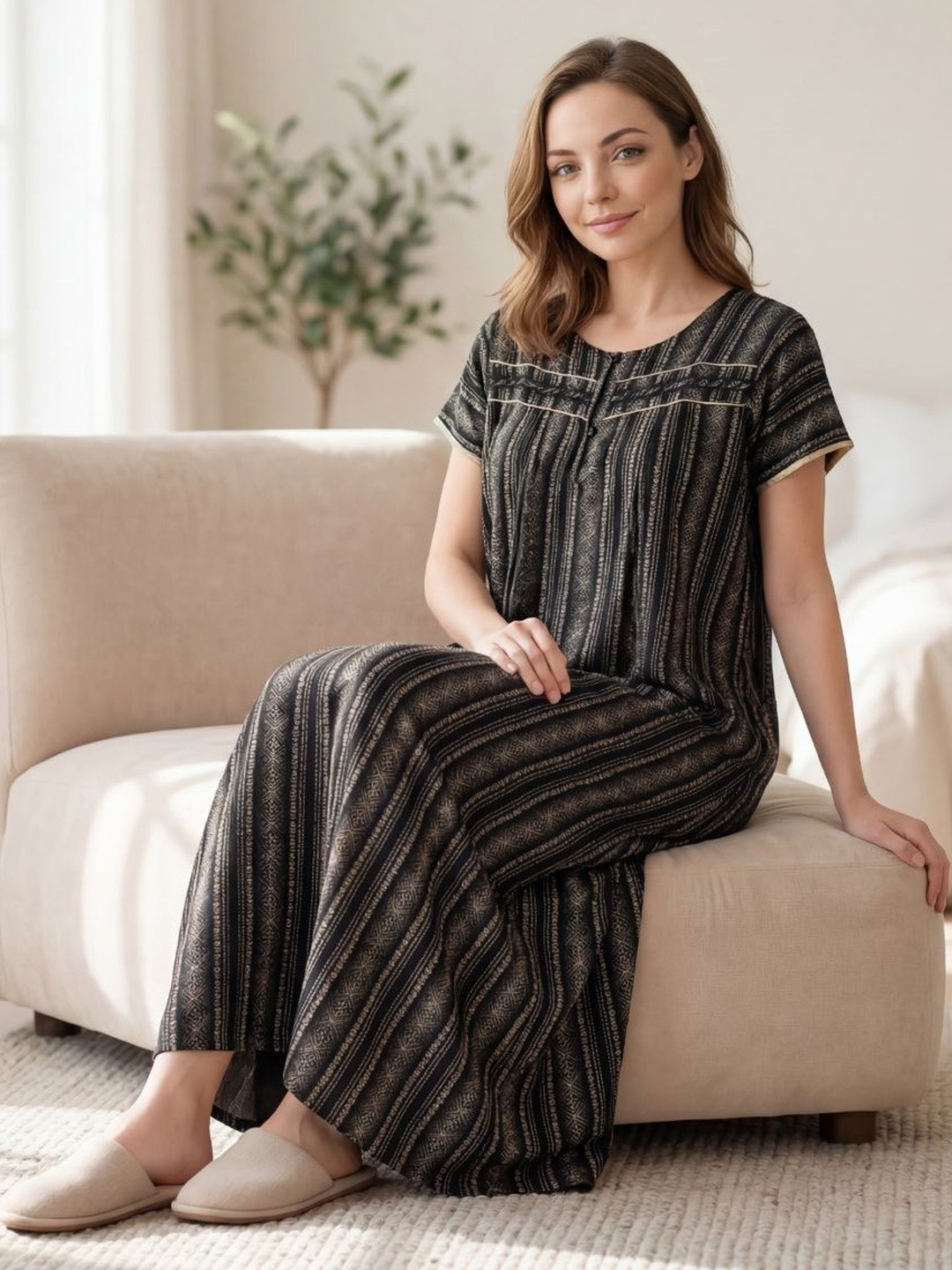 Sweet Dreams Striped Maxi Nightdress