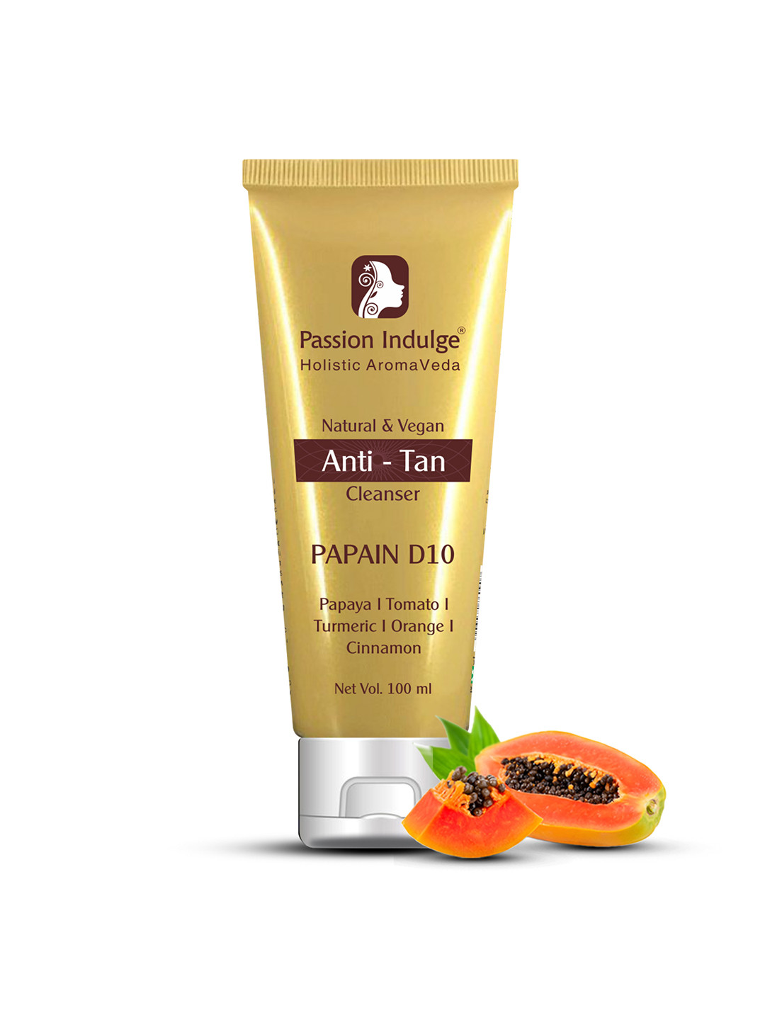 Passion Indulge Natural Papain D10 Cleanser for Tan Removal & Uneven Skin Tone - 100g
