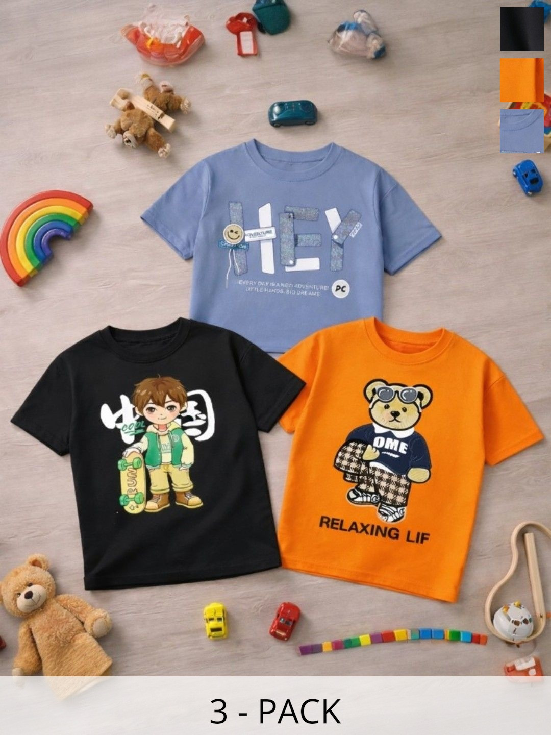 KEESOR Boys Pack of 3 Cotton T-shirt