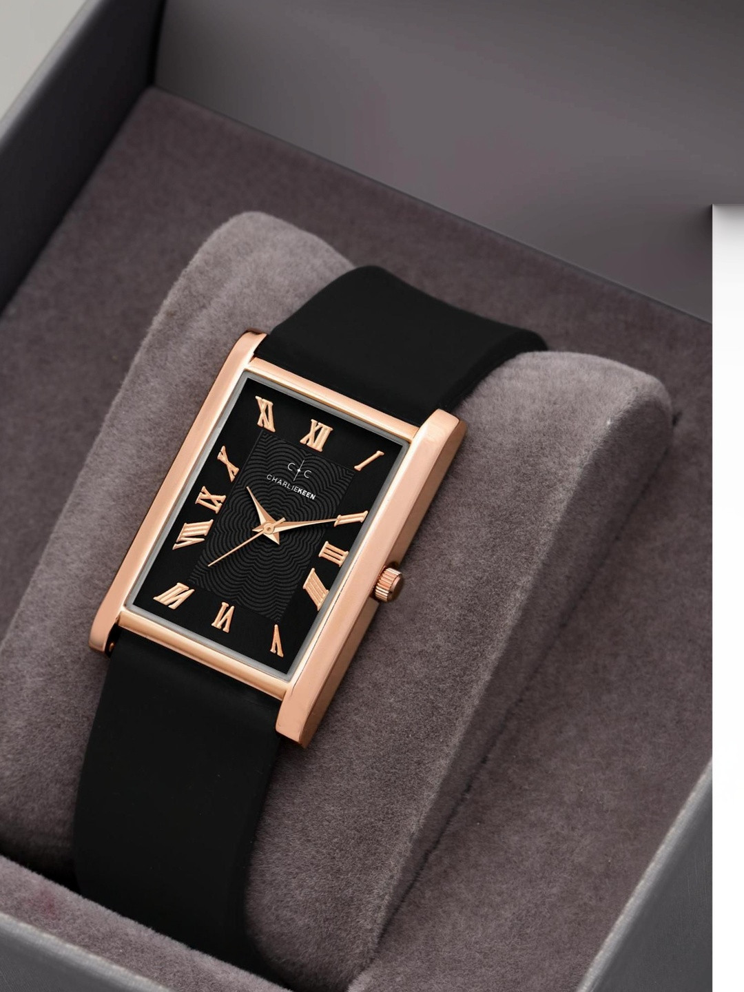 CHARLIEKEEN Men Brass Dial & Straps Analogue Watch CC-GSQ0004-BLK-RG