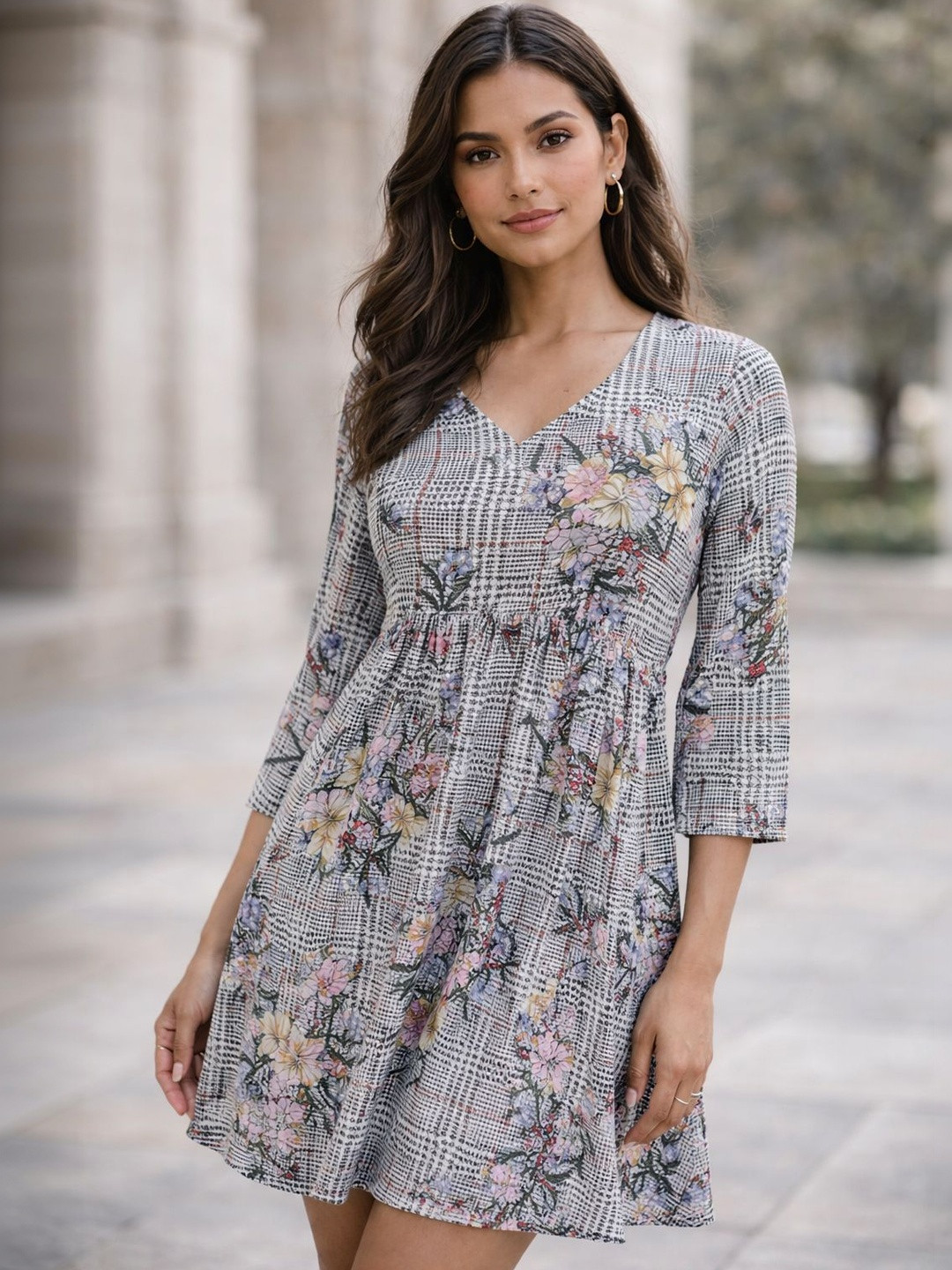 zarista creation Floral Print Georgette Fit & Flare Mini Dress