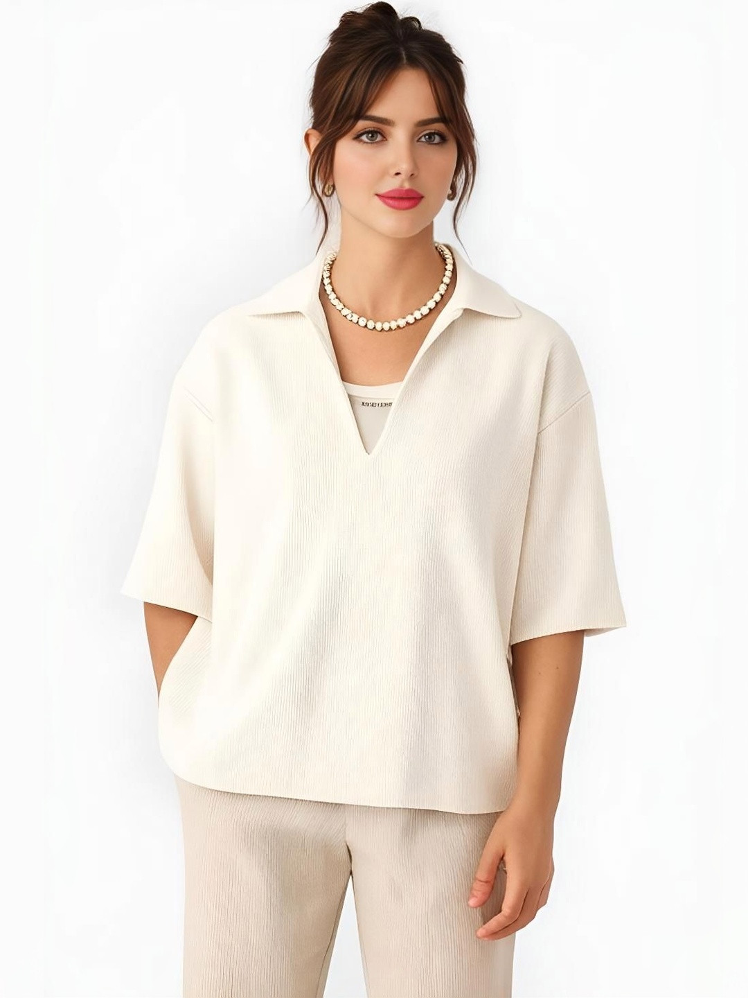 WANQUILA Women Polo Collar T-shirt