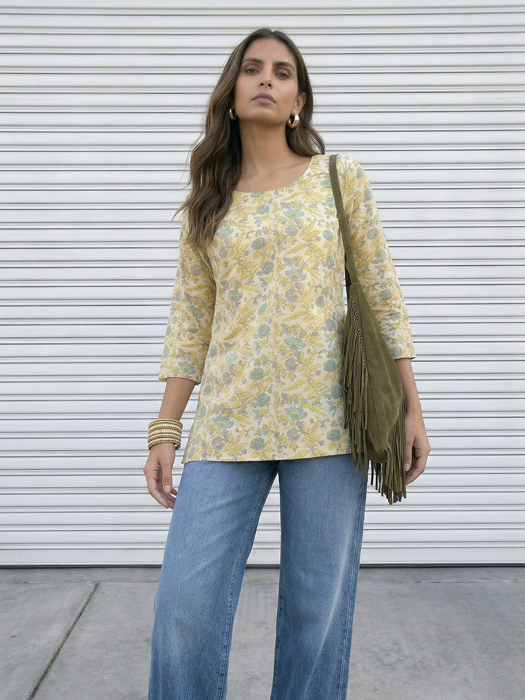 Anouk Rustic Floral Printed Straight Kurti