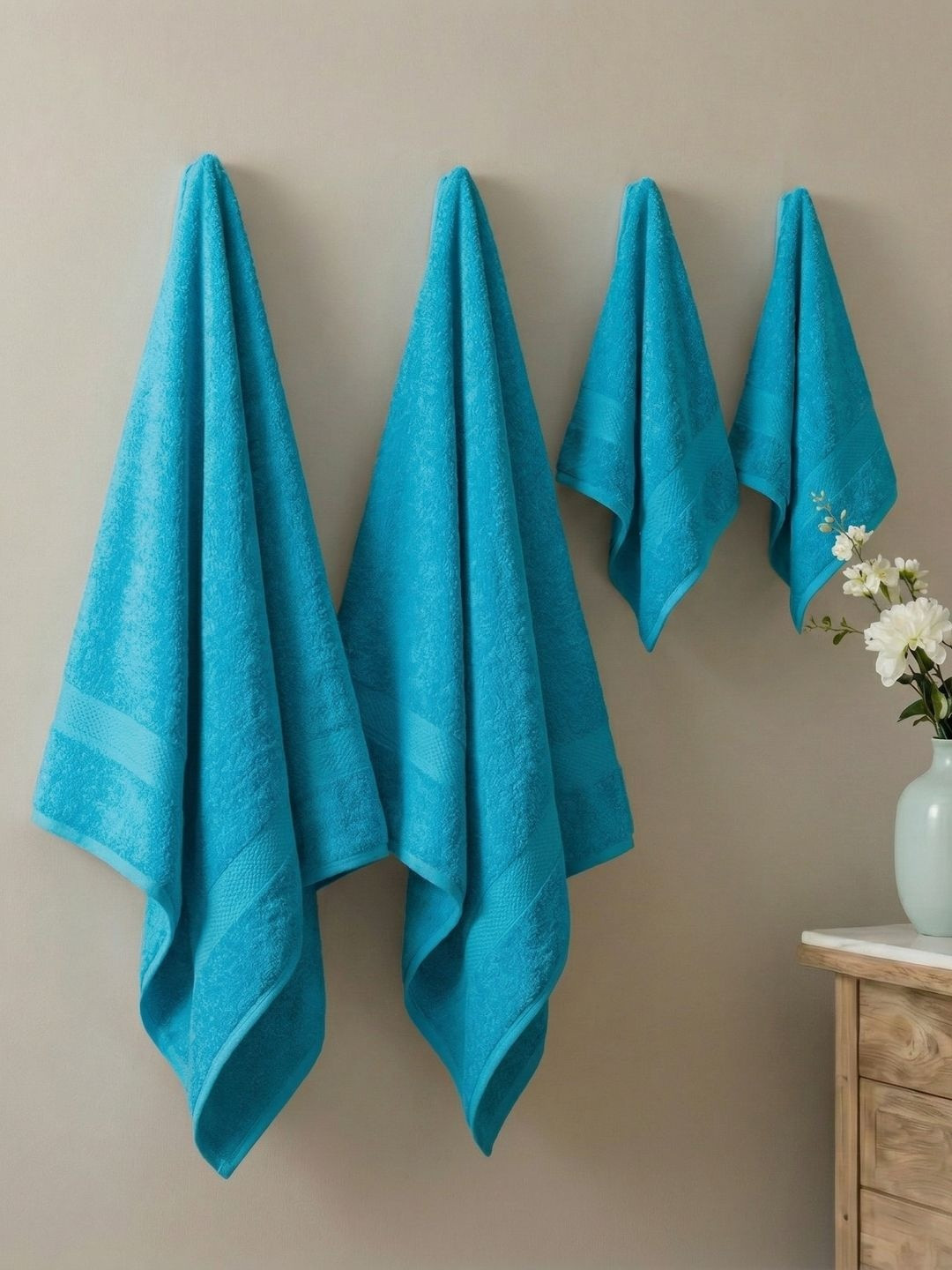 Monte Carlo Jazz Peacock Blue Cotton 380 Gsm 75X150- Hand 40X60 Cm 2 Bath & 2 Hand Towel