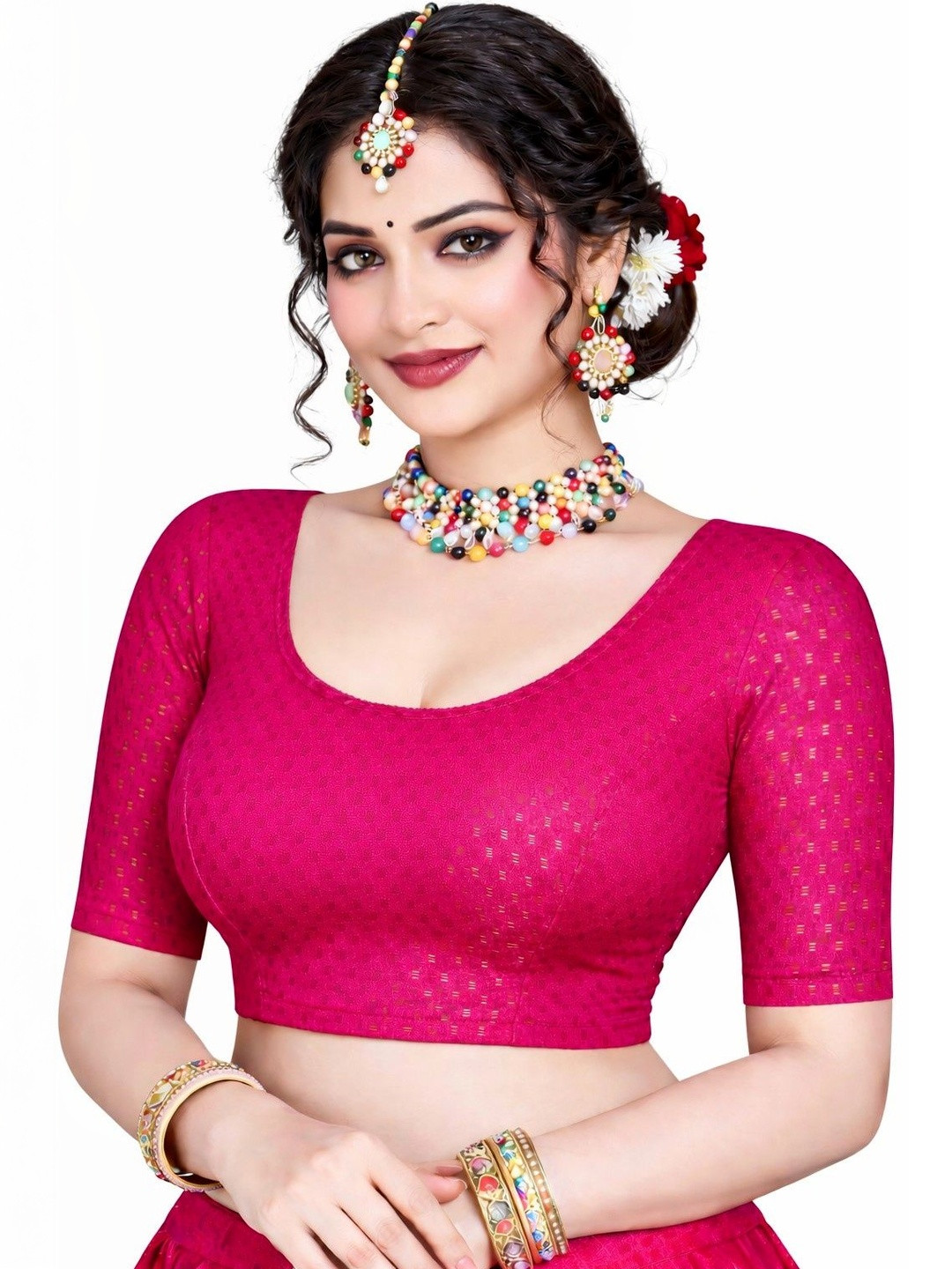 Pramukh Mart Woven Design Saree Blouse