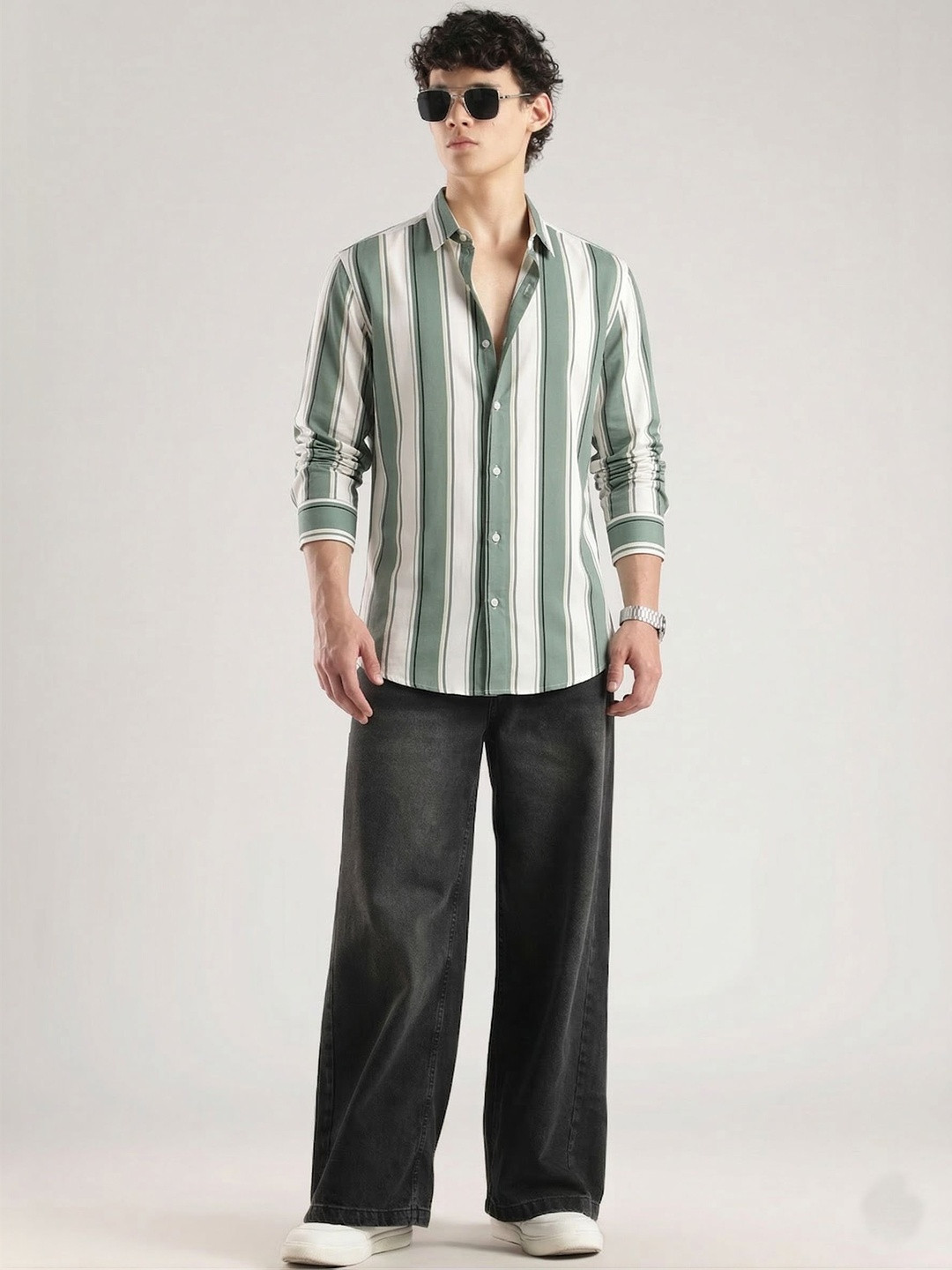 SHIRTZONE Men Standard Slim Fit Striped Casual Shirt