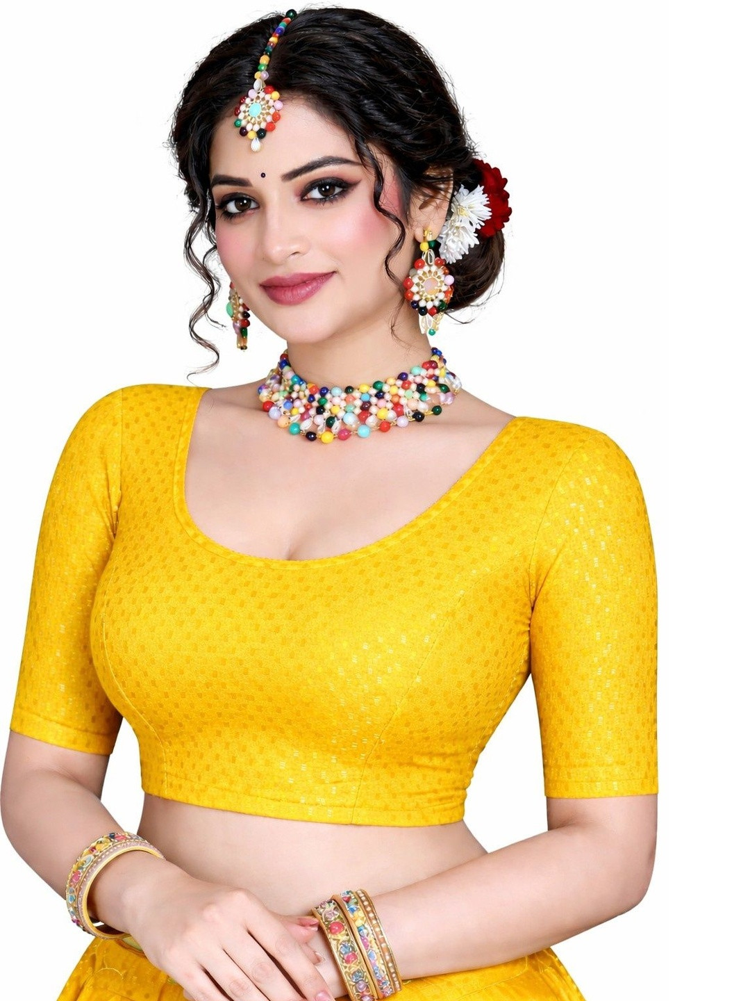Pramukh Mart Woven Design Saree Blouse