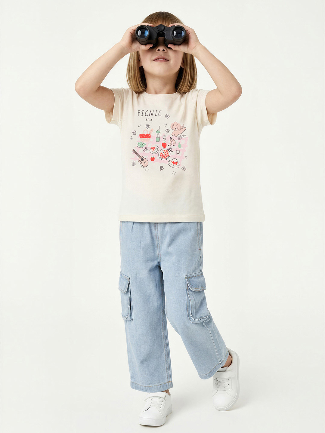 RASPY Girls Conversational Printed Pure Cotton T-Shirt