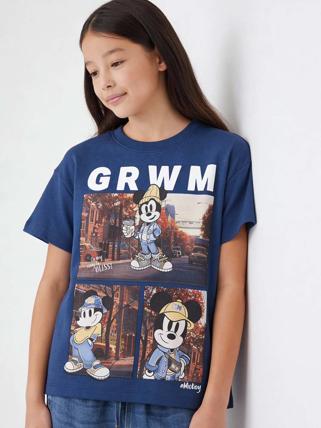 Guugly Wuugly Girls Humor & Comic Mickey Mouse Graphic Printed Pure Cotton T-Shirt