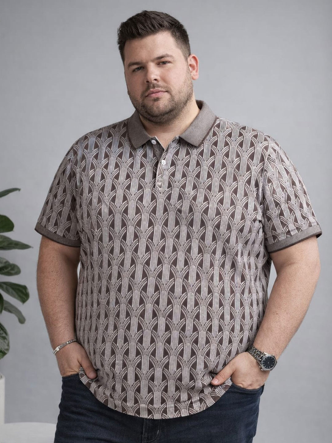 AUSTIVO Men Printed Polo Collar T-shirt