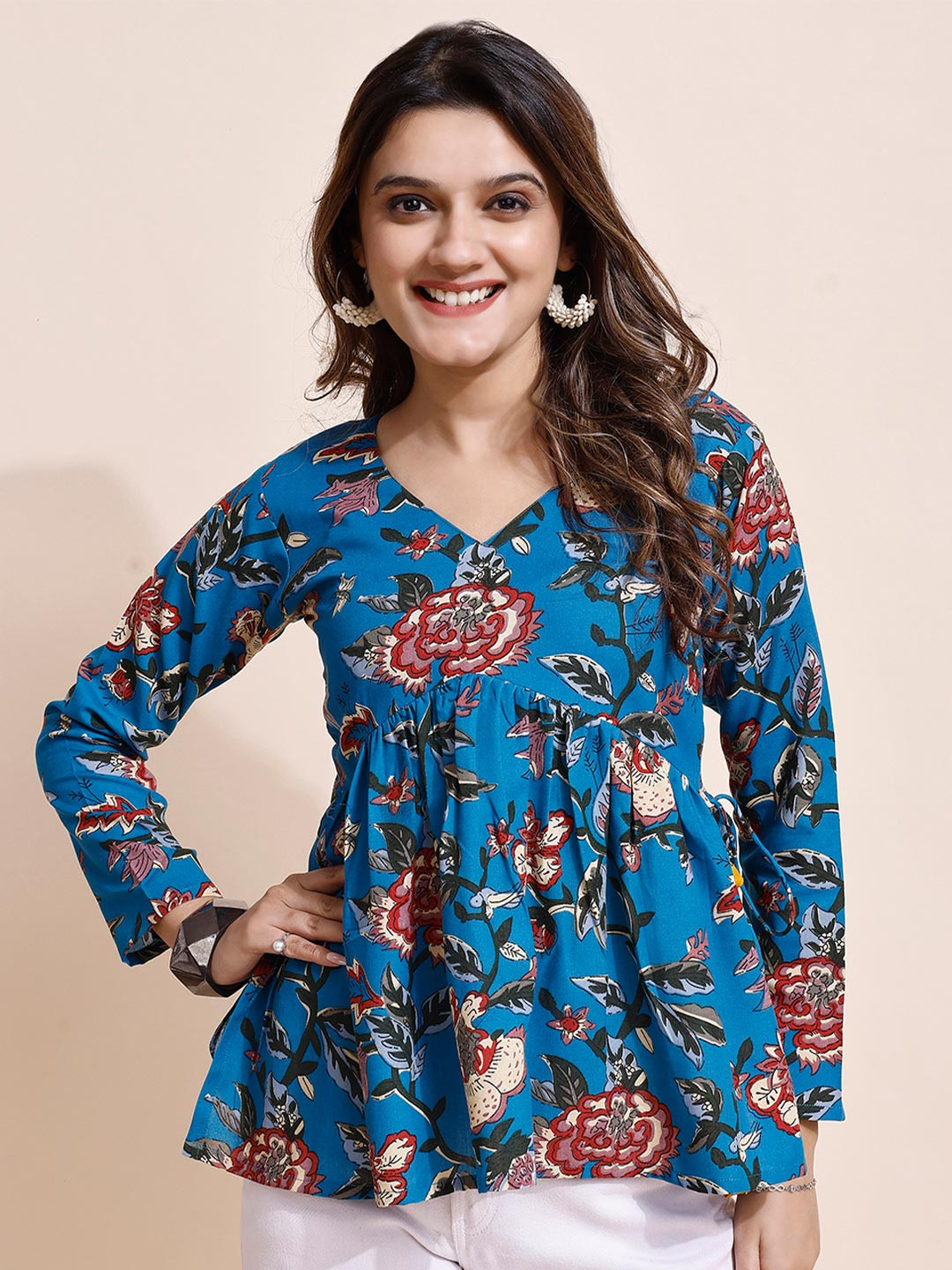 Youthnic Floral Print Peplum Top