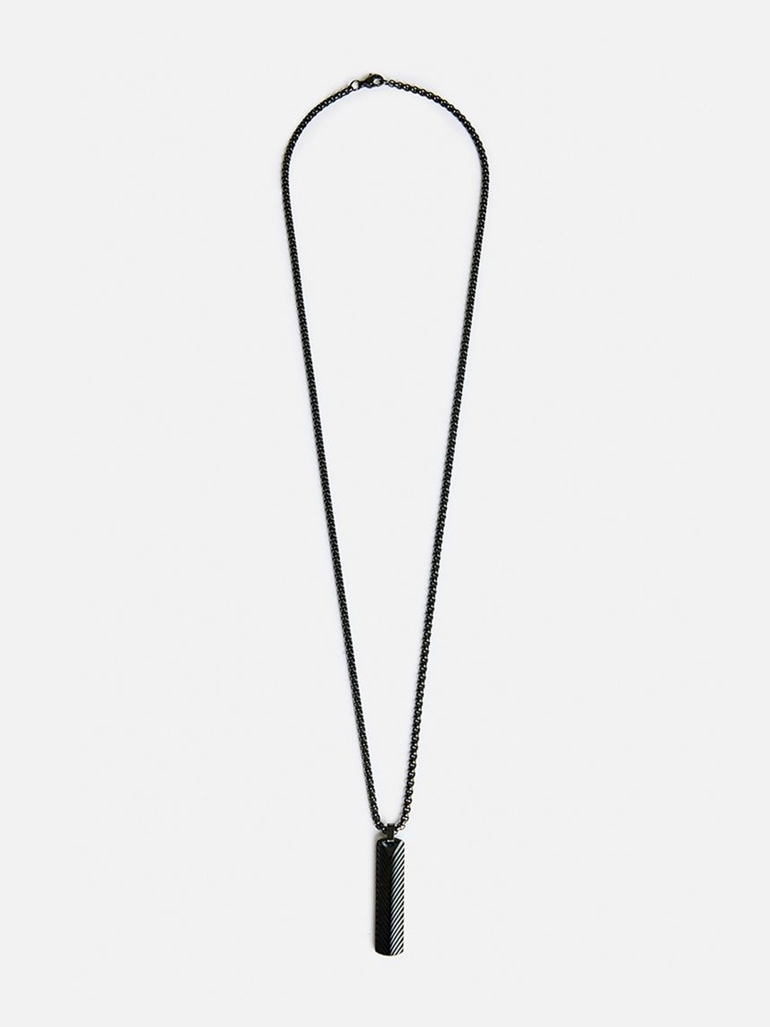 Snitch Textured Black Rectangular Bar Chain