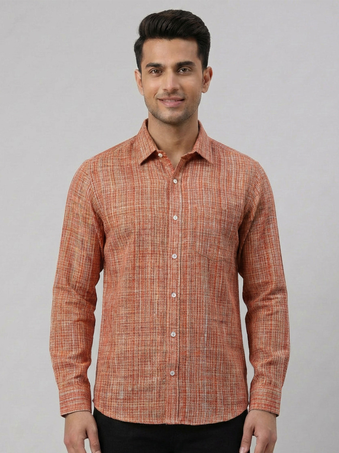 KHADARVAS Men Khadi Cotton Unstitched Shirt Fabric