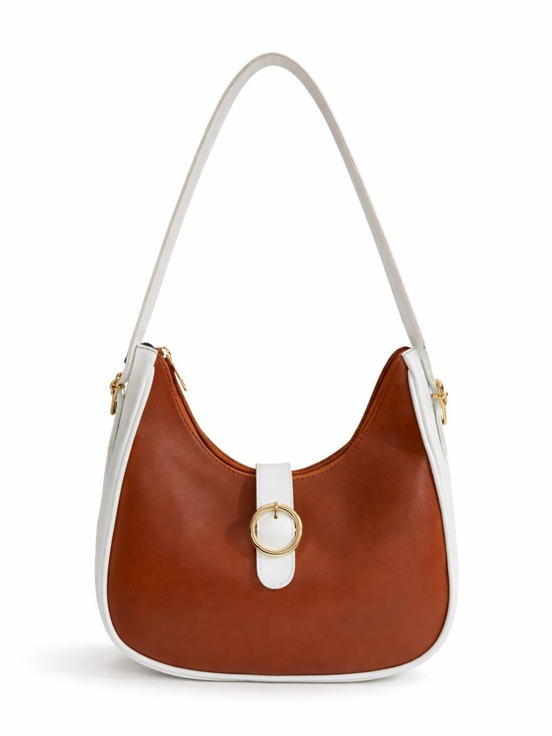 FABBHUE Colourblocked Half Moon Shoulder Bag
