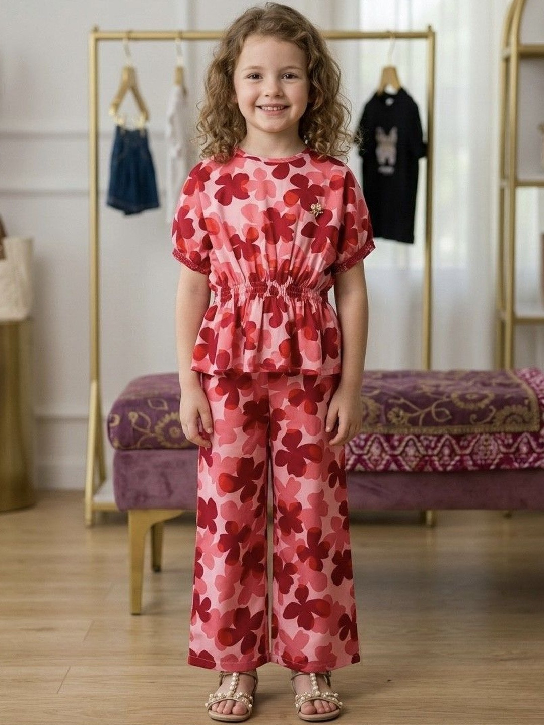 TRUFFLES Floral Printed Top with Trousers