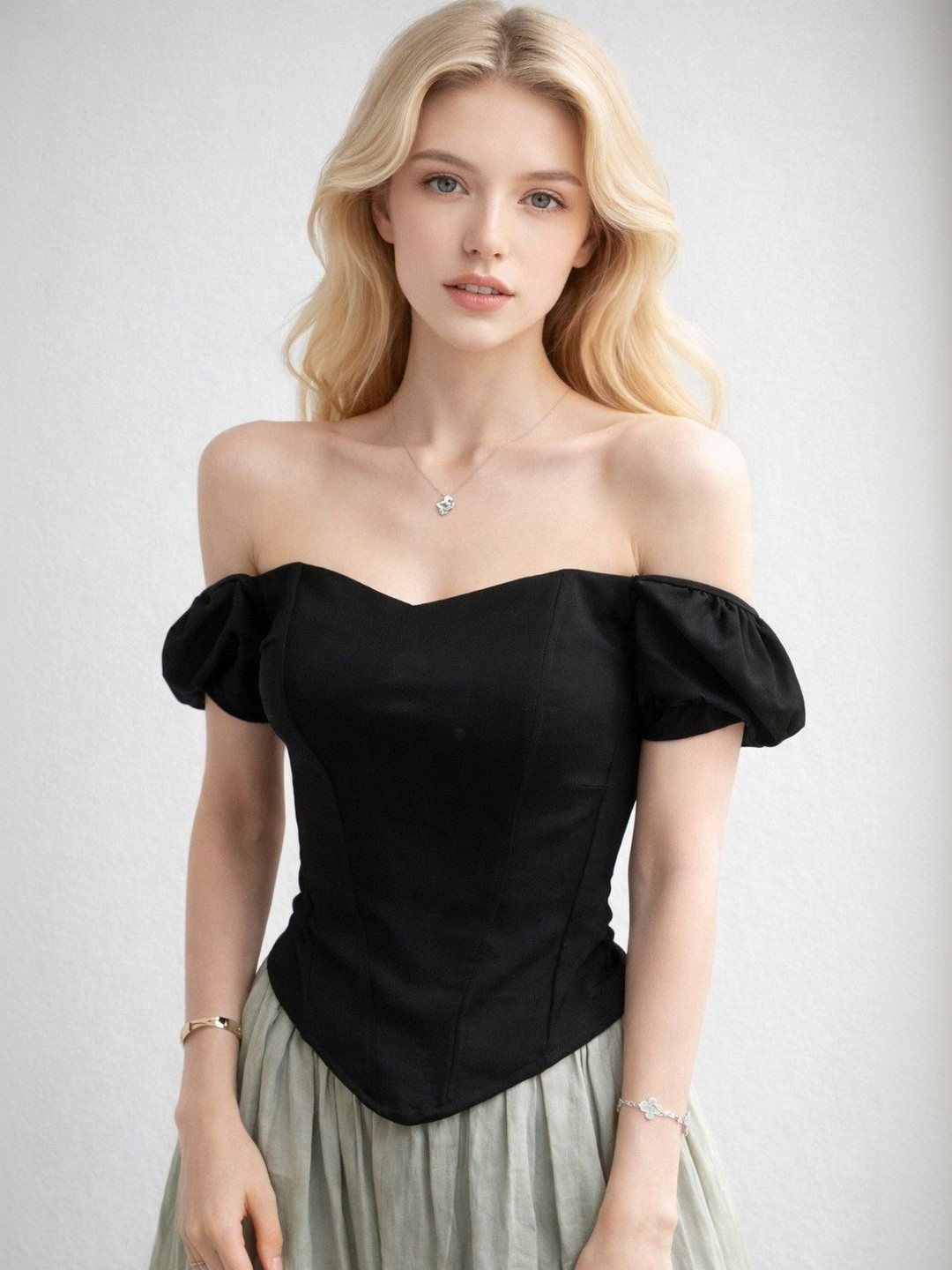 Suo Off-Shoulder Puff Sleeve Top