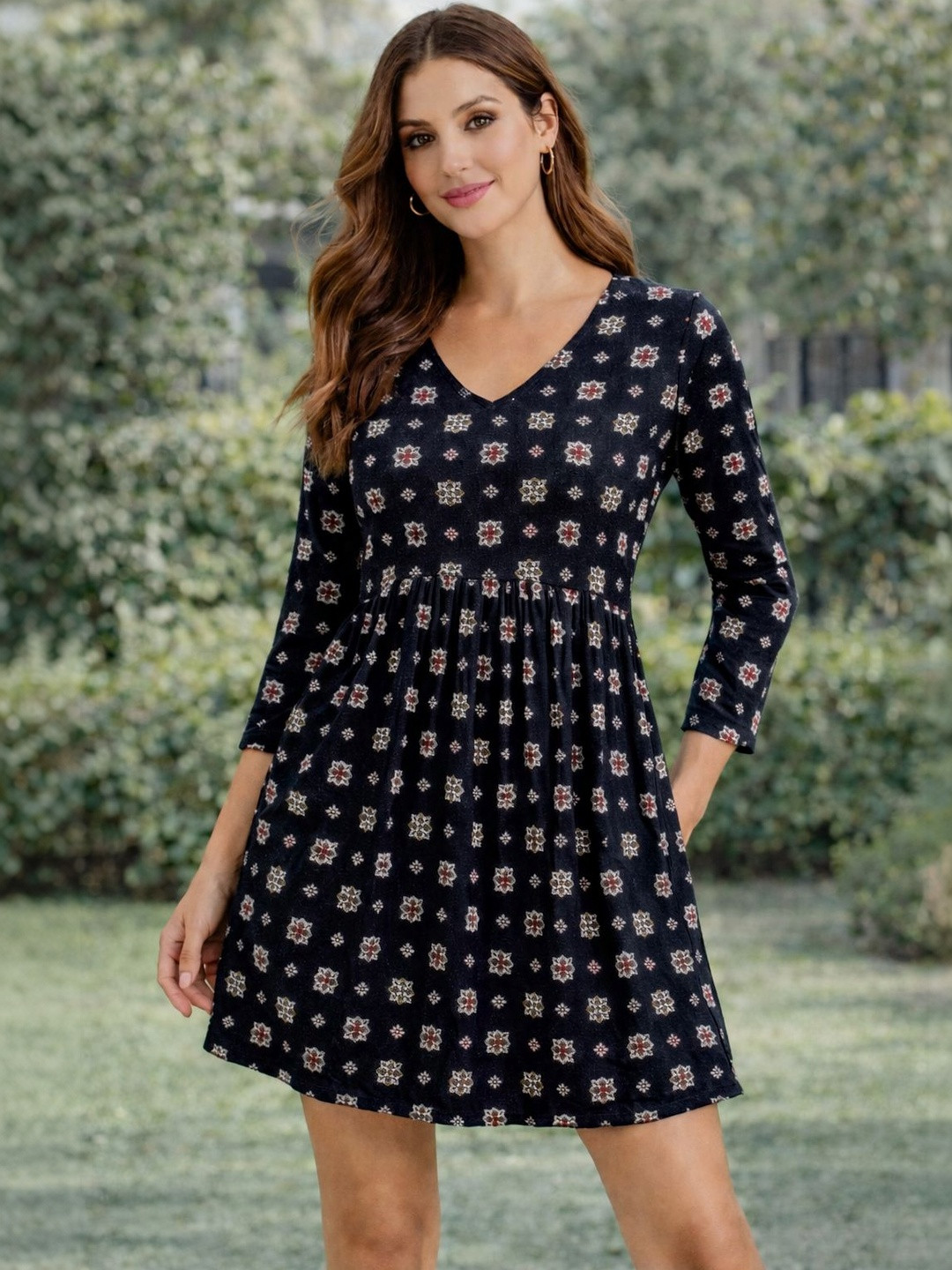 zarista creation Print Georgette Fit & Flare Mini Dress