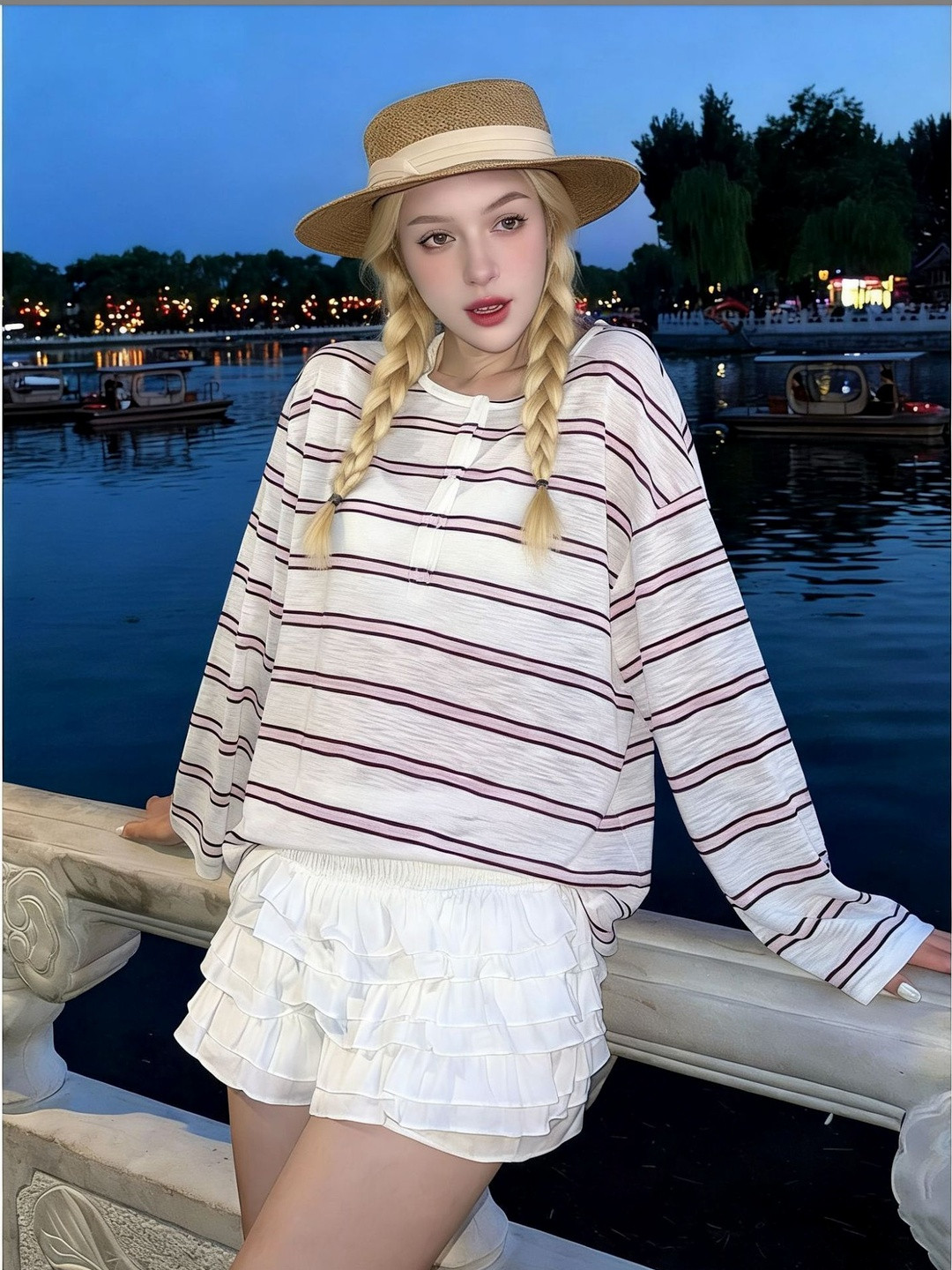 StyleCast x Revolte Women Striped Polo Collar T-shirt