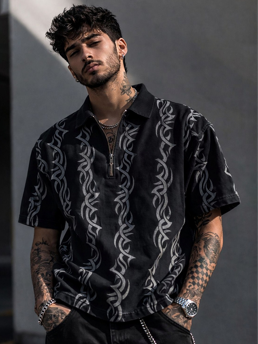 Force Men Printed Polo Collar T-shirt