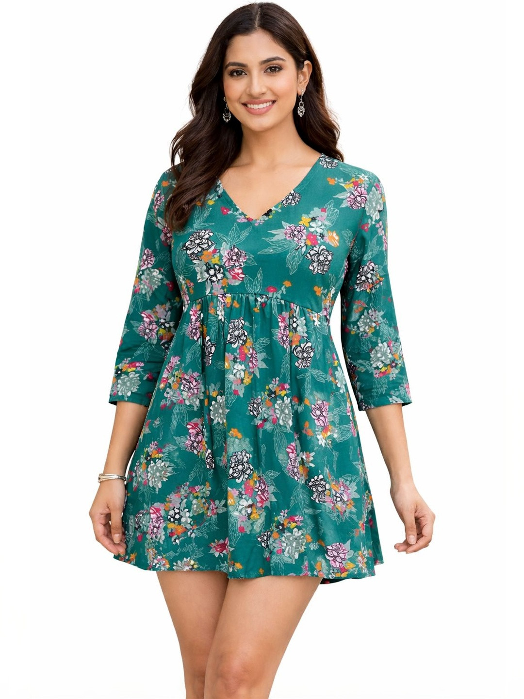 zarista creation Floral Print Georgette Fit & Flare Mini Dress
