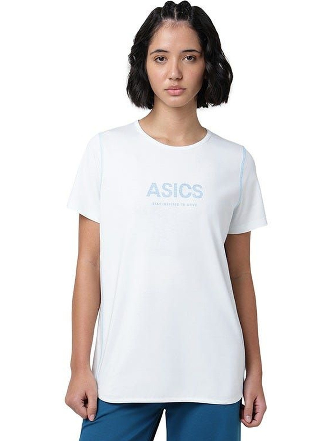 ASICS Brand Logo Printed Round Neck Cotton T-Shirt