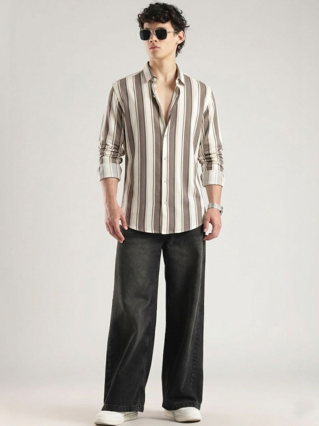 SHIRTZONE Men Standard Slim Fit Striped Casual Shirt
