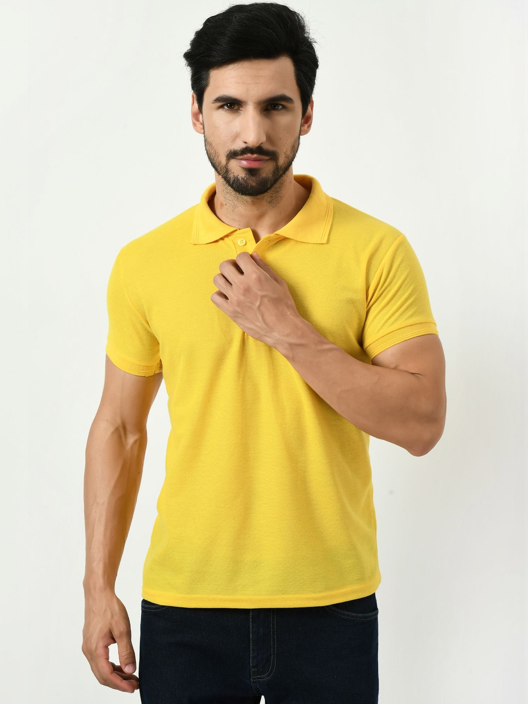 IndiWeaves Men Polo Collar Applique T-shirt