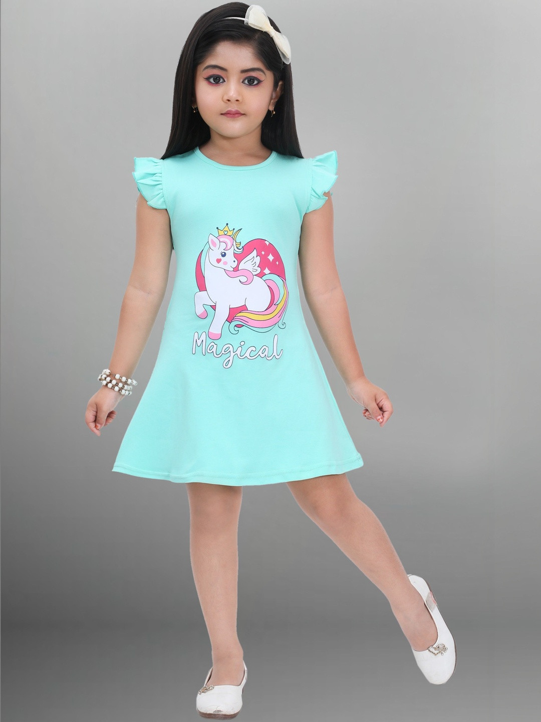 BAESD Print Flutter Sleeve Formal A-Line Dress
