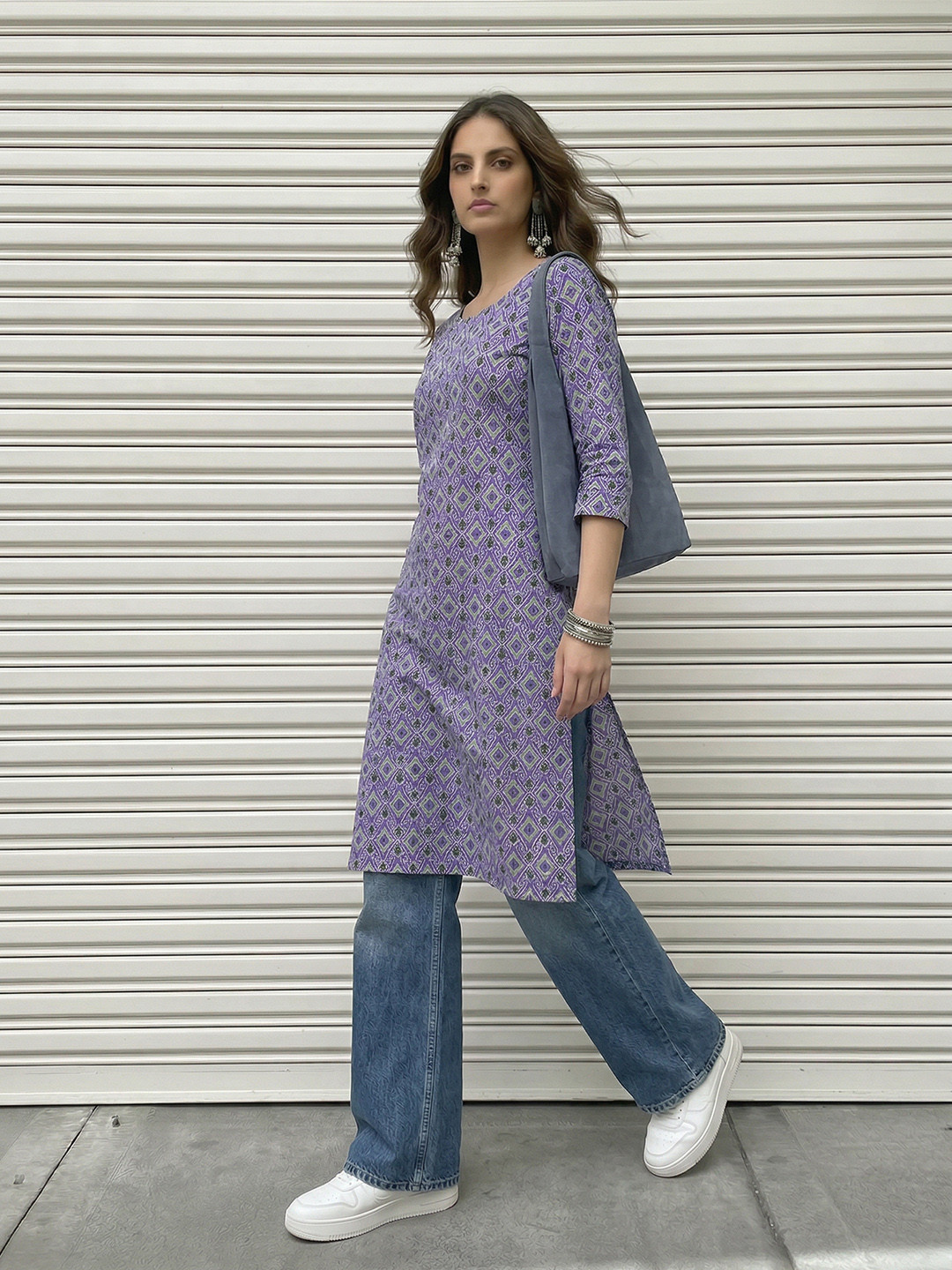 Anouk Rustic Ethnic Motif Print Straight Kurta