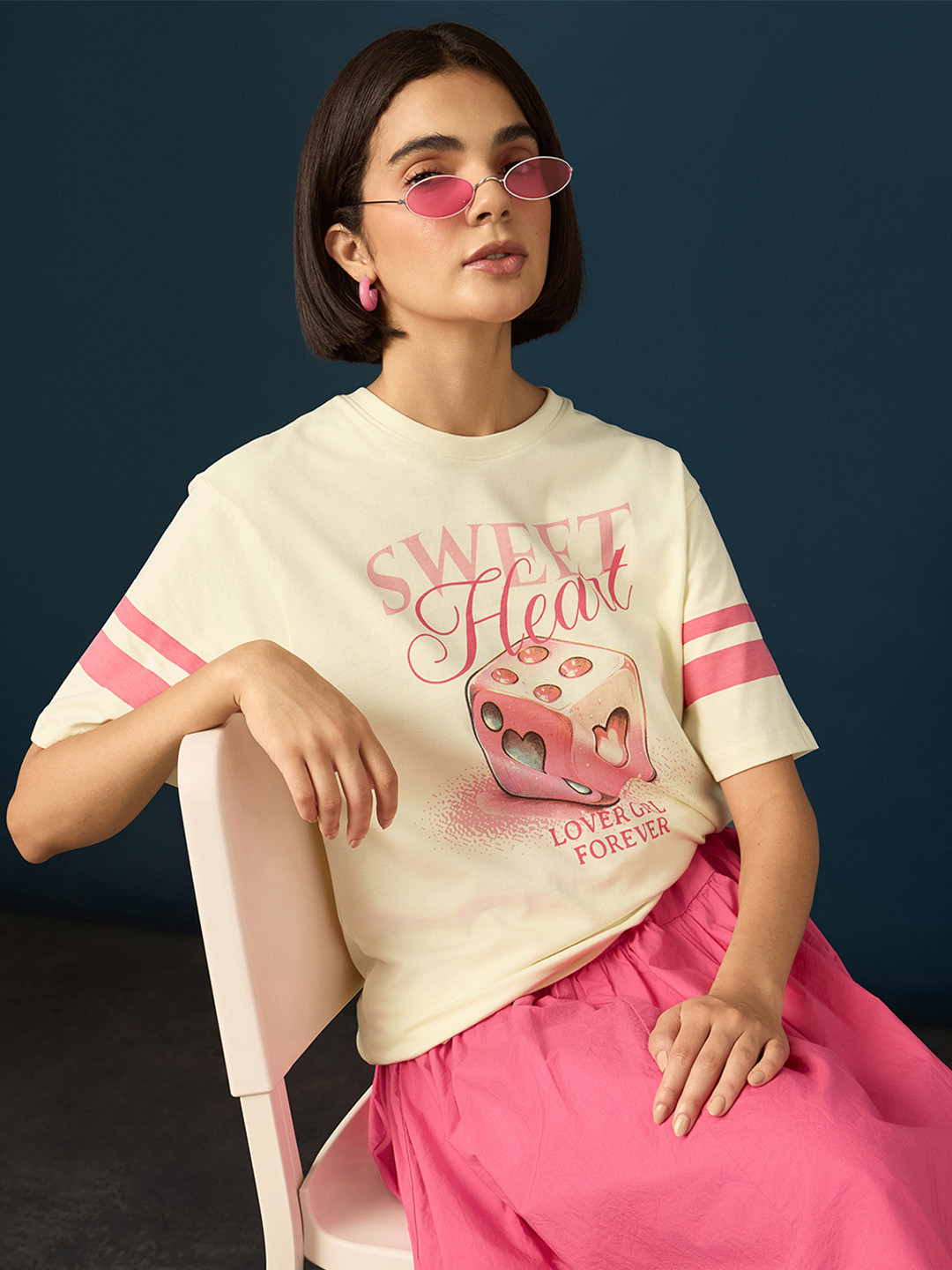 Difference Of Opinion Women Short Sleeve Printed Oversized Fit Tshirt