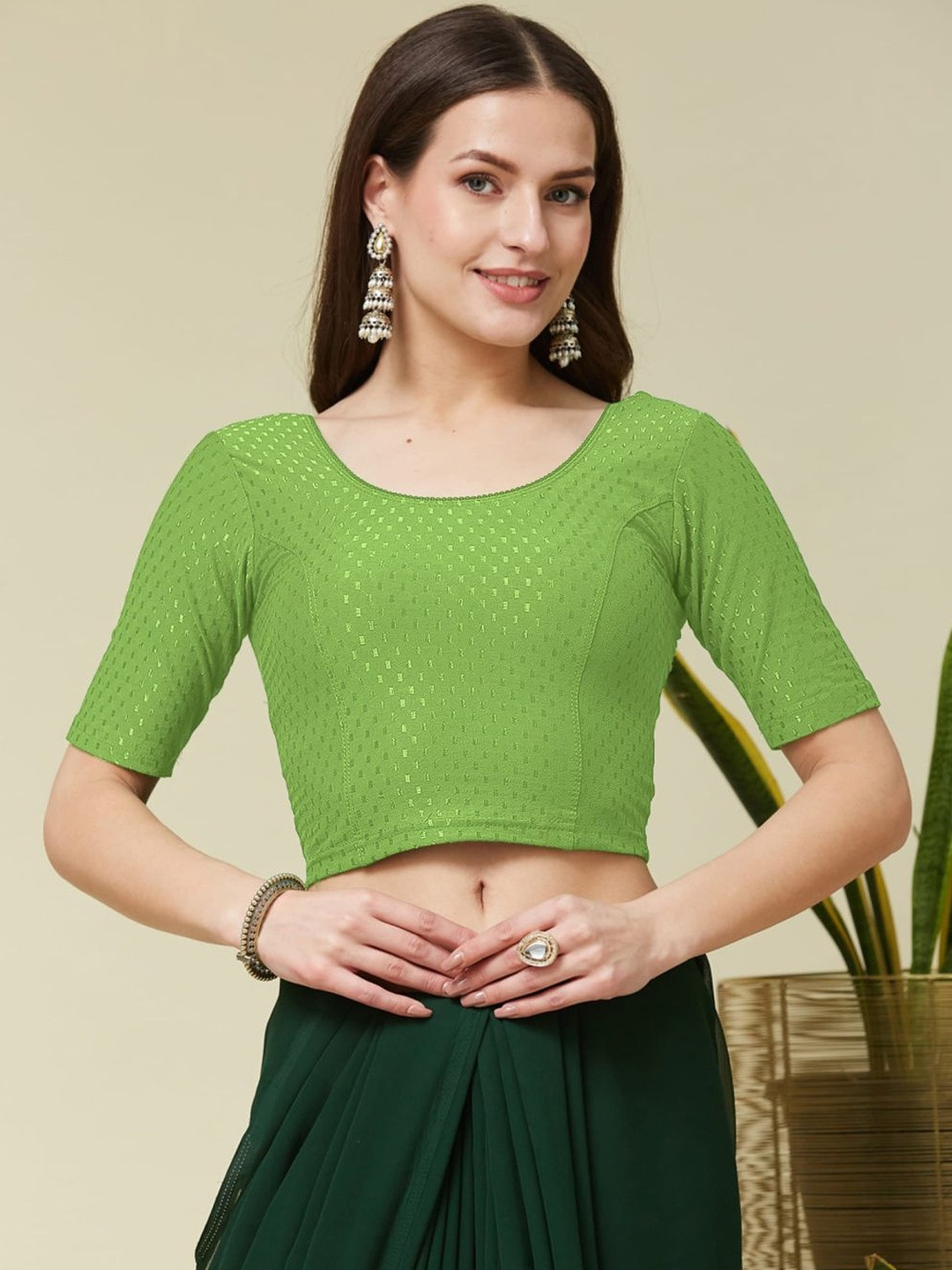 Heefee Cotton Woven Design Saree Blouse