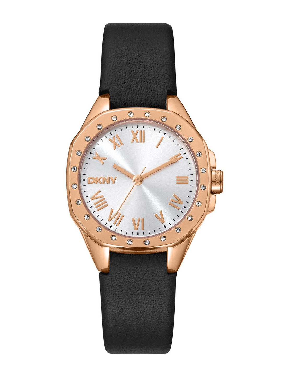 DKNY Women Brooklyn Mini Brass Round Dial & Leather Straps Analogue Watch DK1L013L0035