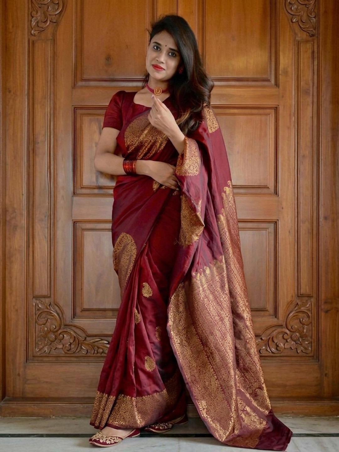 Dhaaga Ghar Woven Design Zari Silk Blend Mysore Silk Saree