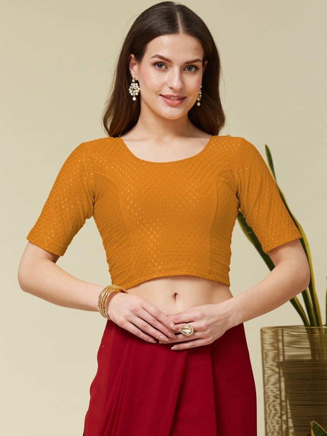Heefee Cotton Woven Design Saree Blouse