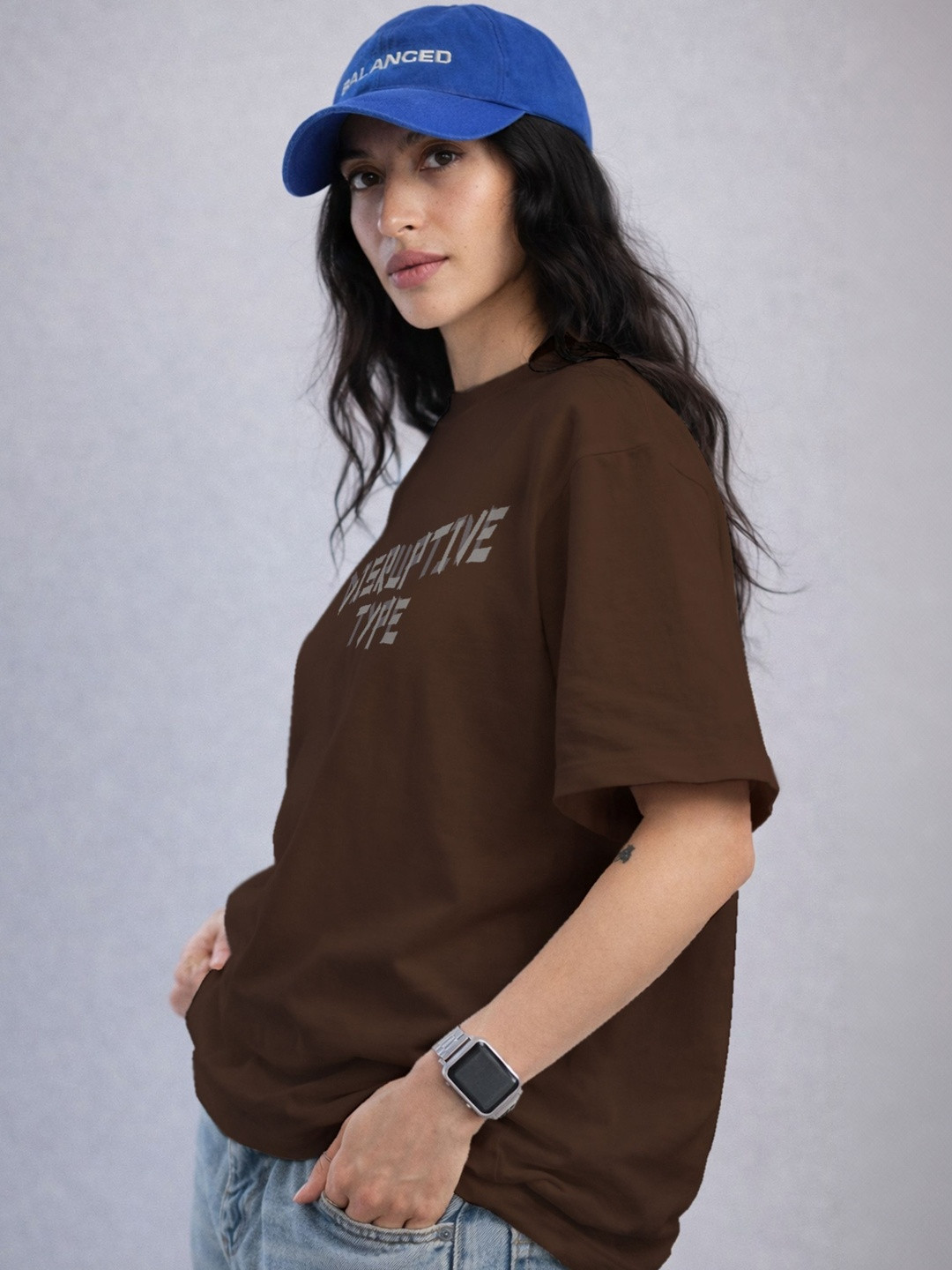 The Roadster Lifestyle Co Printed Organic Cotton Round Neck Oversized Tshirt