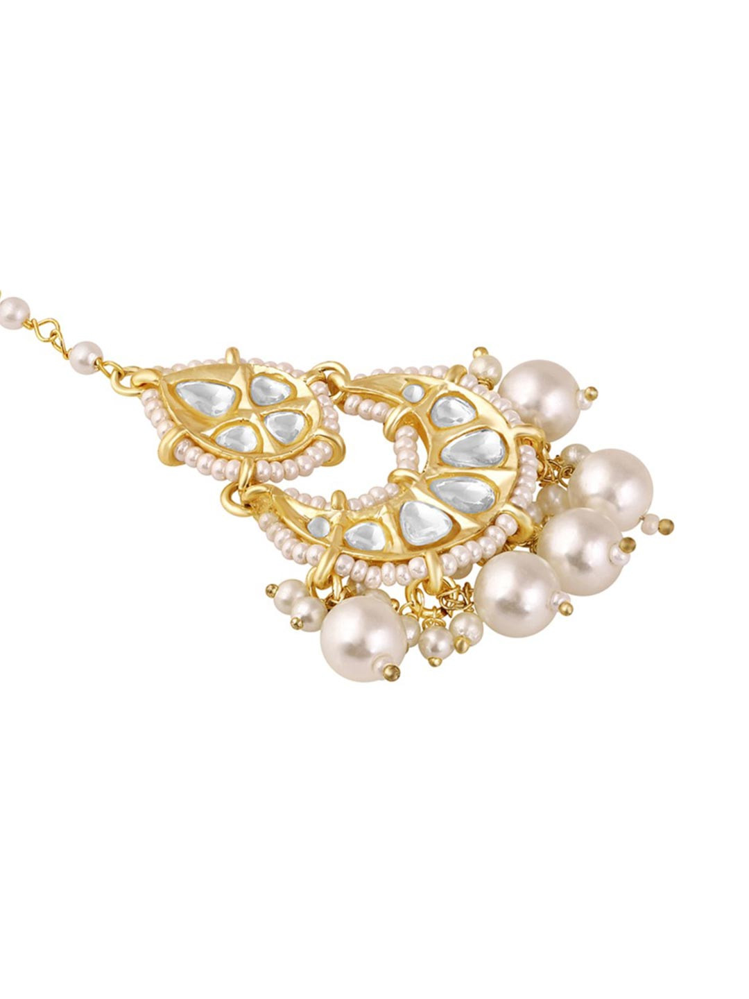 BDIVA Women 18K Gold-Plated Kundan Maang Tikka Head Jewellery