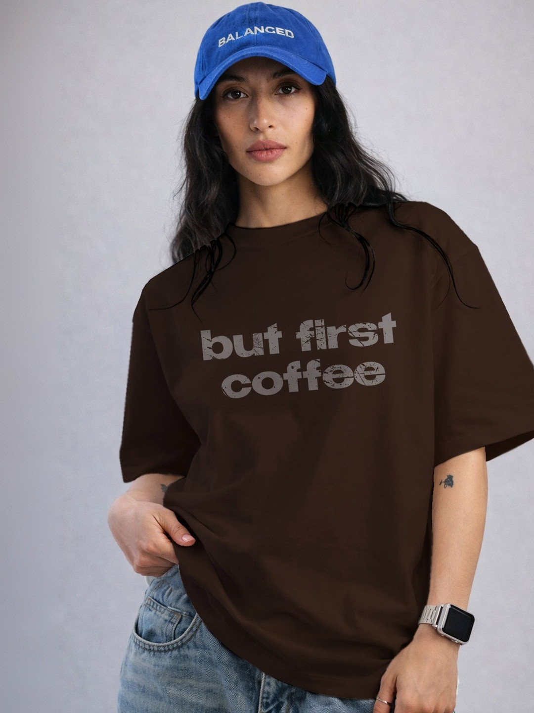 The Roadster Lifestyle Co Printed Organic Cotton Round Neck Oversized Tshirt