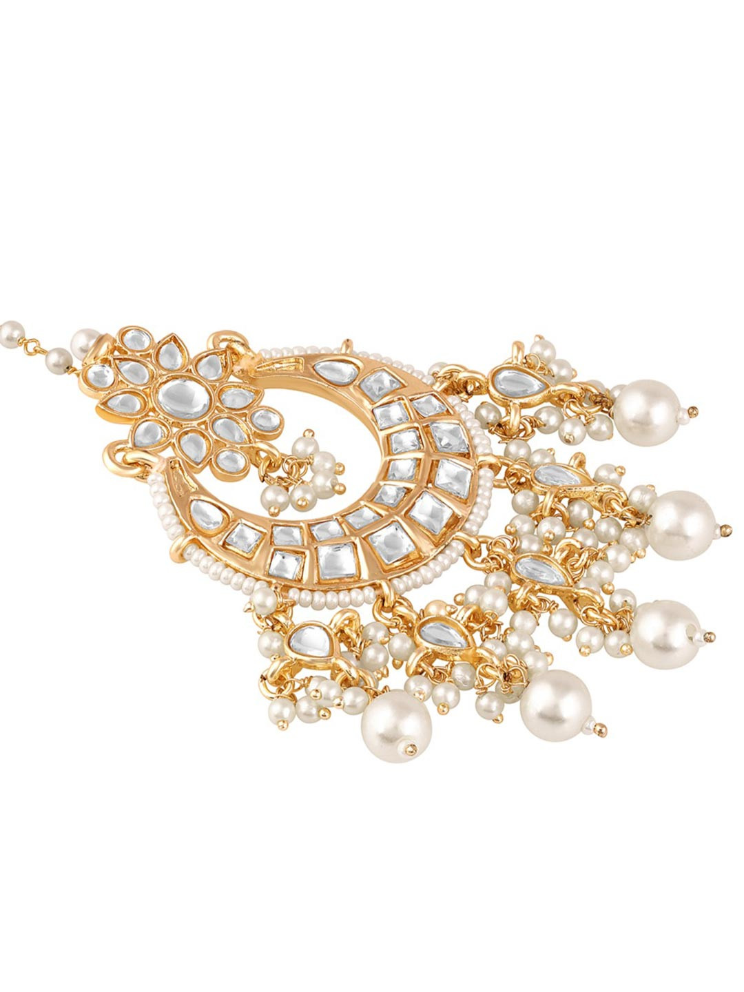 BDIVA Women 18K Gold-Plated Kundan Maang Tikka Head Jewellery