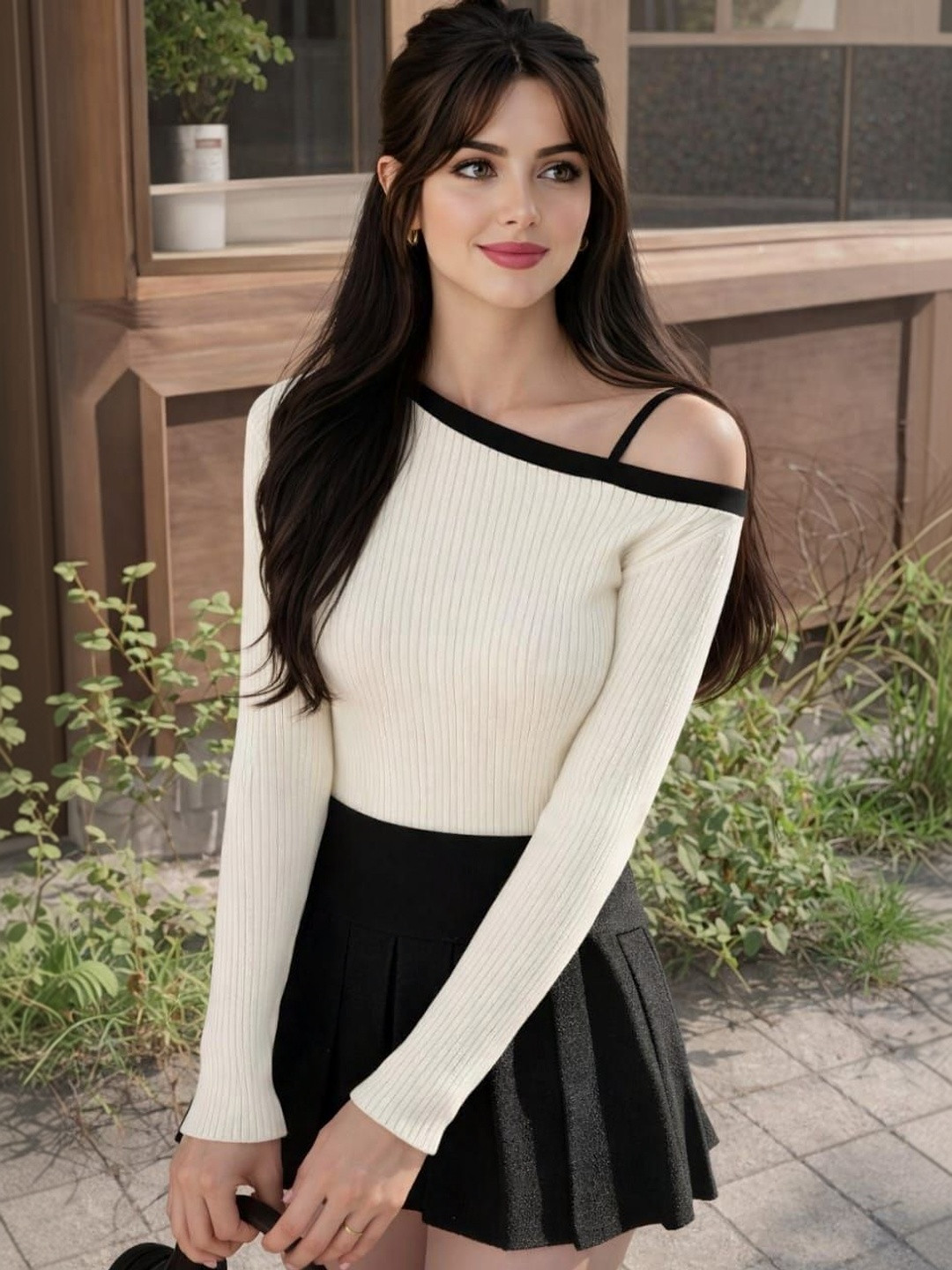 SZN Off-Shoulder Cotton Blend Top