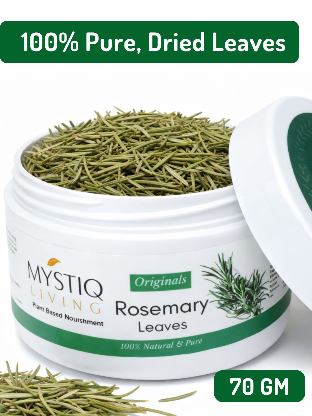 MYSTIQ LIVING Dry Rosemary Leaves for Hair Growth & Thicker Hair - 70g